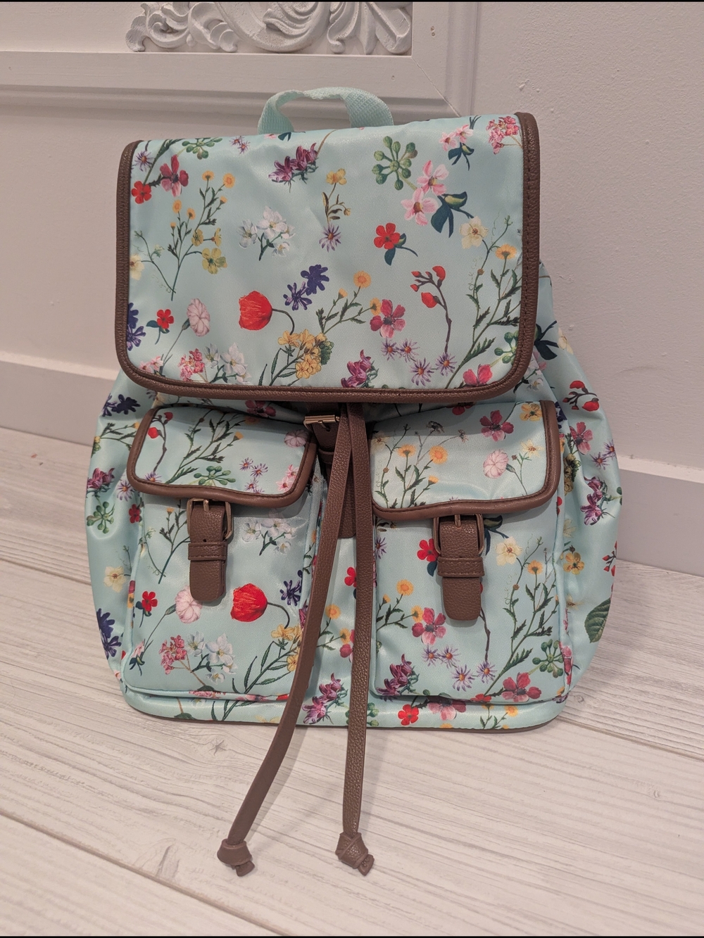 Floral Print Mint Backpack